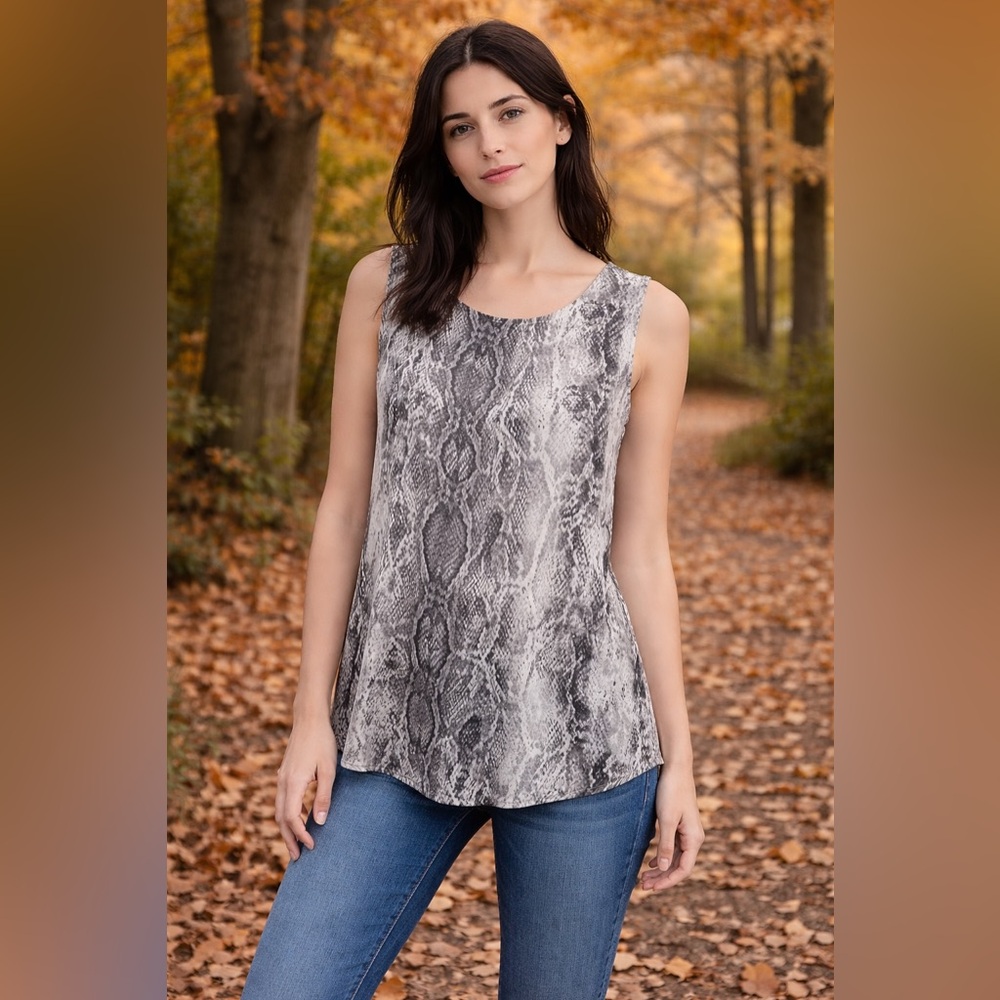 She + Sky Python Snake Print Tank Top Sleeveless Tunic